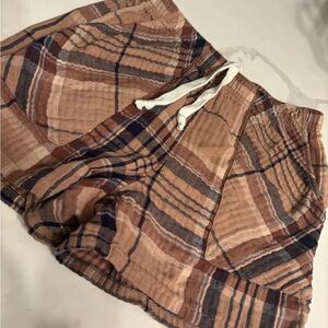 Plaid Drawstring Shorts